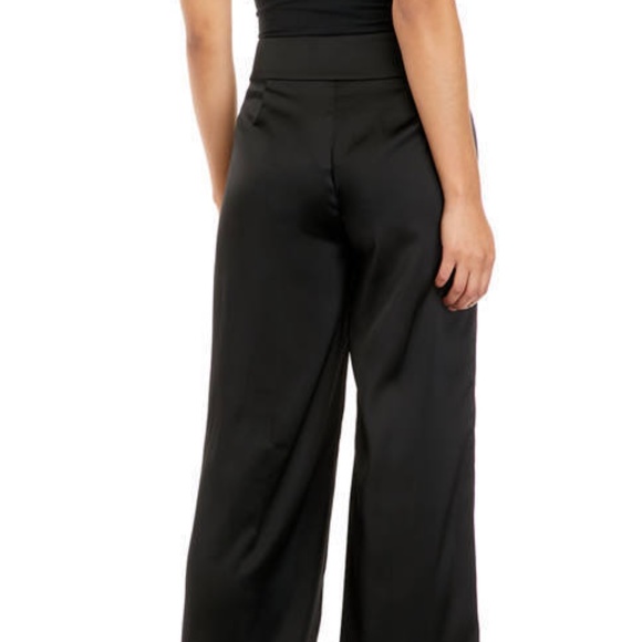 Anne Klein ANNE BLACK Women's Montreal Wide Leg High Rise Satin Pants,US 10 - Picture 4 of 4